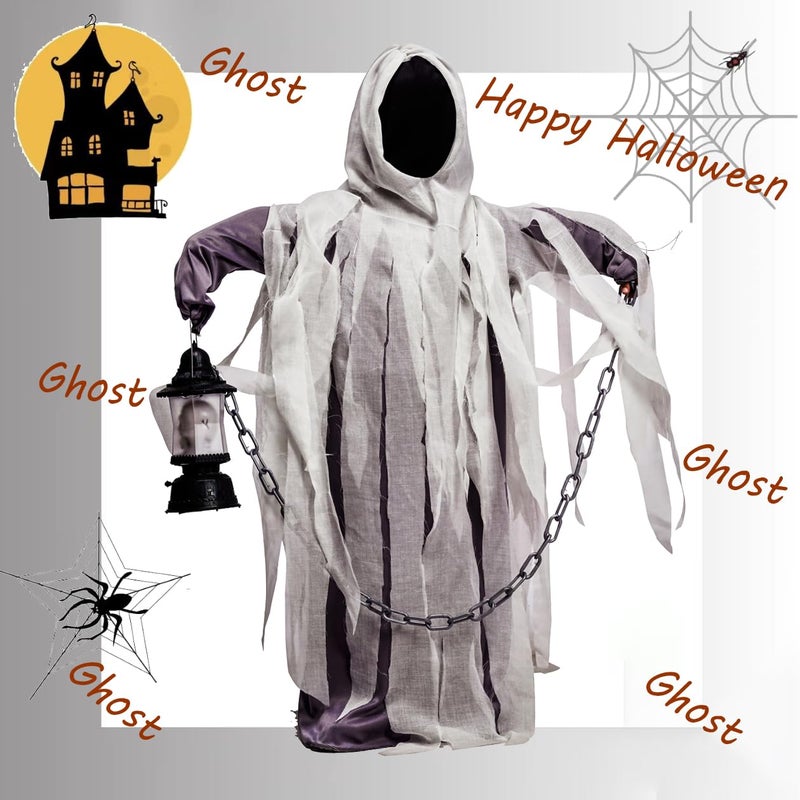 DSplay Boy's Ghost Costume Hood Robe for Halloween Party (4-6Y) - Image 2